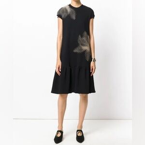 Ioana Ciolacu black drop waist fleece lined ruffle dress